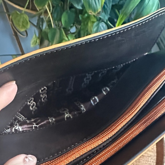 Tignanello Orange Brown Braided, Gold Studded Crossbody NWOT - Picture 5 of 16